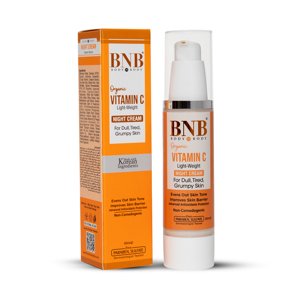 BNB Organic Vitamin C Light-Weight Night Cream For Dull,Tired, Grumpy Skin.
