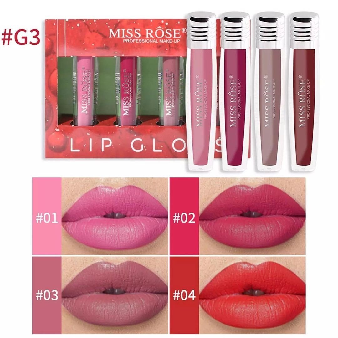 Miss Rose Lip Gloss New Set Of 4 Miss Rose® Official Store