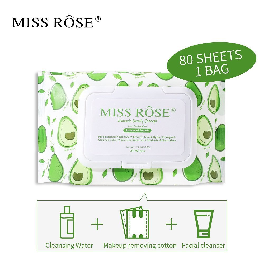 Miss Rose Facial Cleaning Wipes (Avocado Beauty Concept-Makeup wipes)