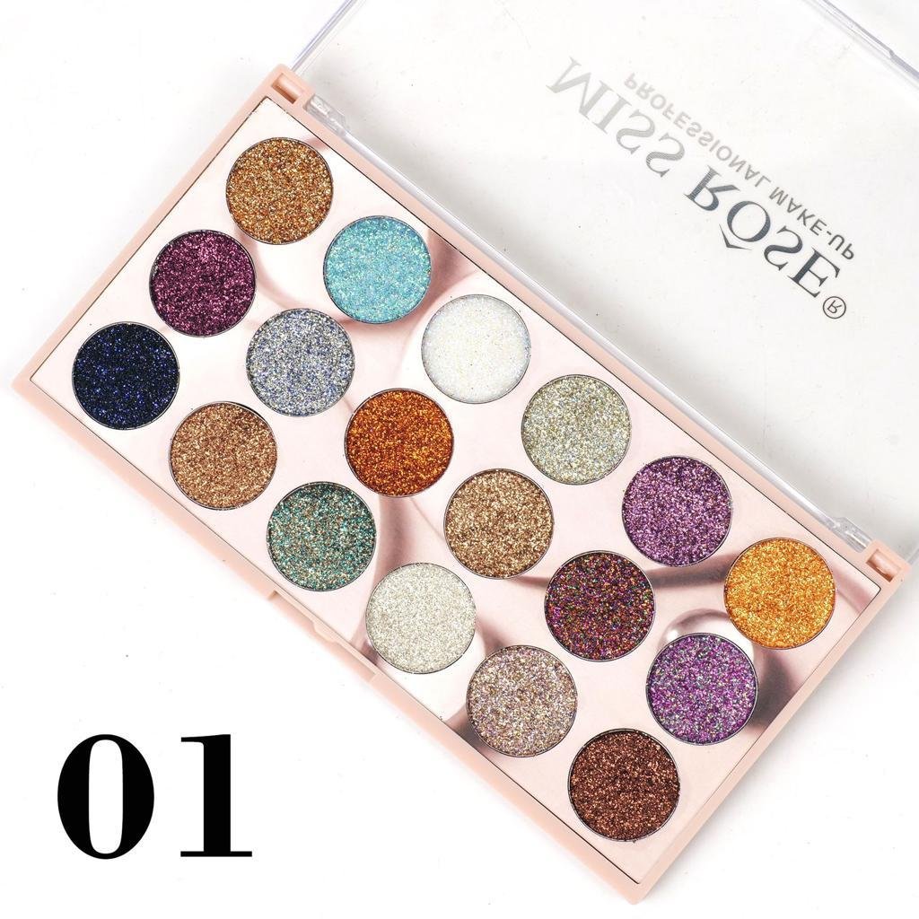 Miss Rose 18 Color Glitter Eyeshadow Palette