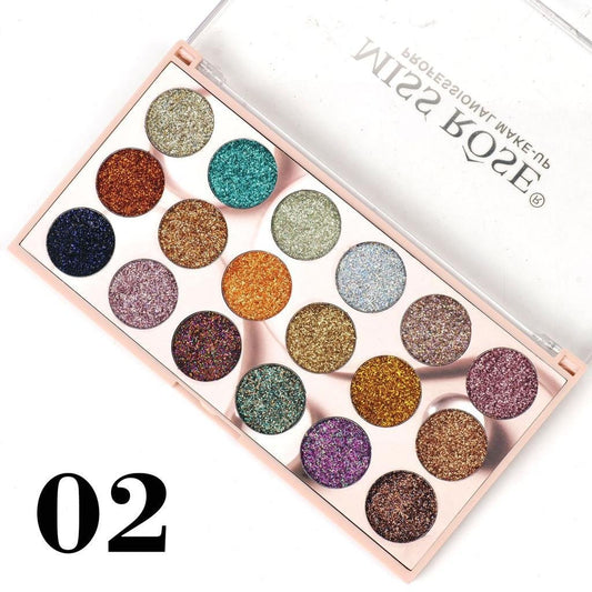 Miss Rose 18 Color Glitter Eyeshadow Palette