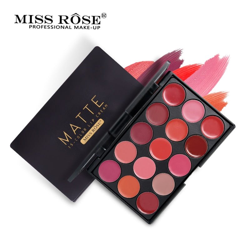 Miss Rose 15 Color Matte Lip Cream Pallete