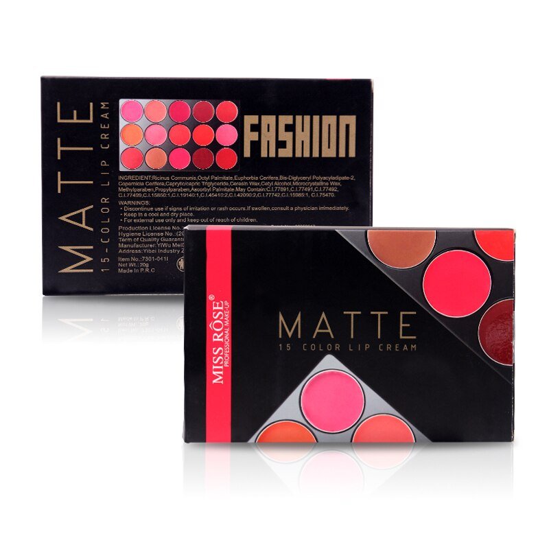 Miss Rose 15 Color Matte Lip Cream Pallete