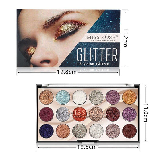 Miss Rose Eyeshadow Palette 18 Colors Glitter