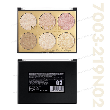 MISS RÔSE® 6 Color Glow Highlighter Palette