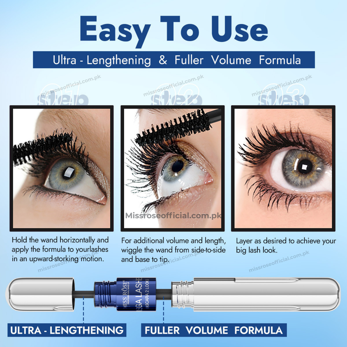 MISS RÔSE® Mega Lashes Mascara 2 Looks – Black