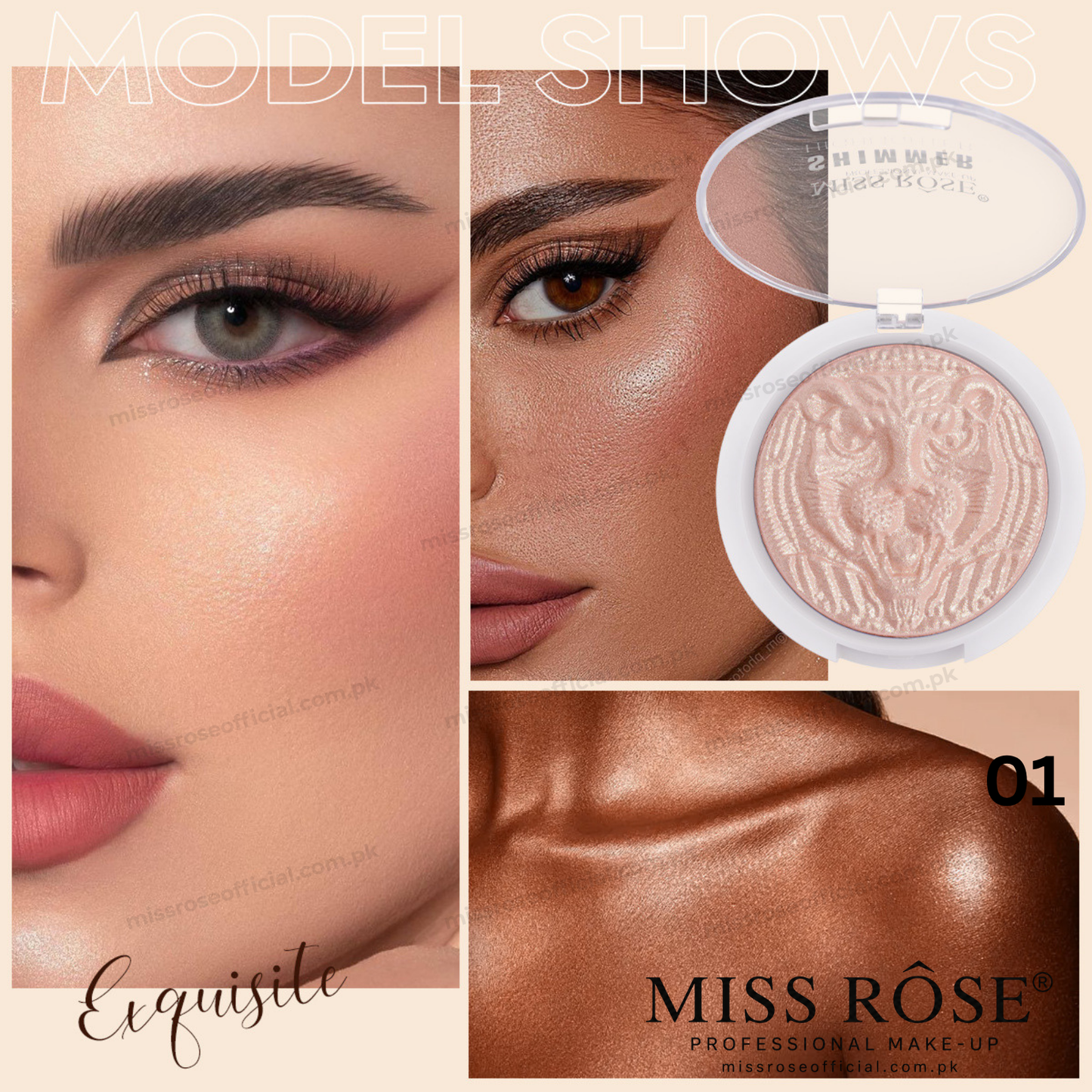 MISS RÔSE® New 3D Shimmer Highlighter (Panther)