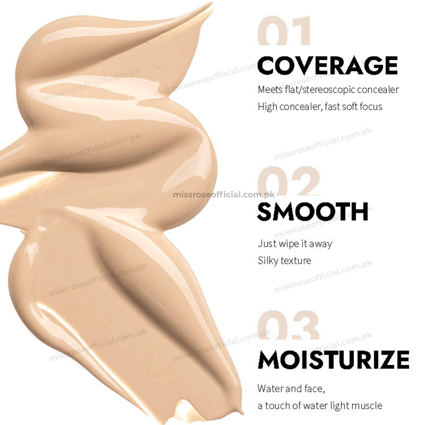 MISS RÔSE® Ultra Strong Coverage Liquid Foundation
