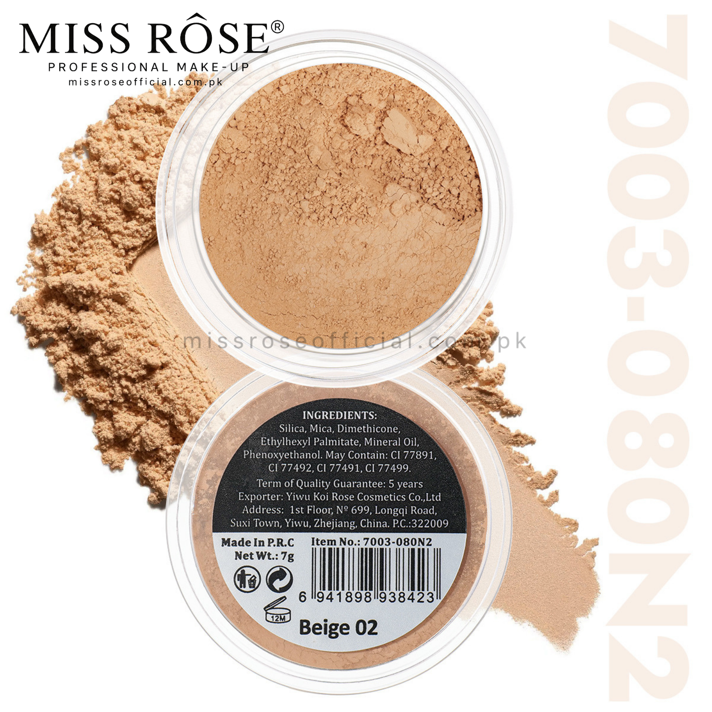Miss Rose Silky and Soft Matte Loose Powder