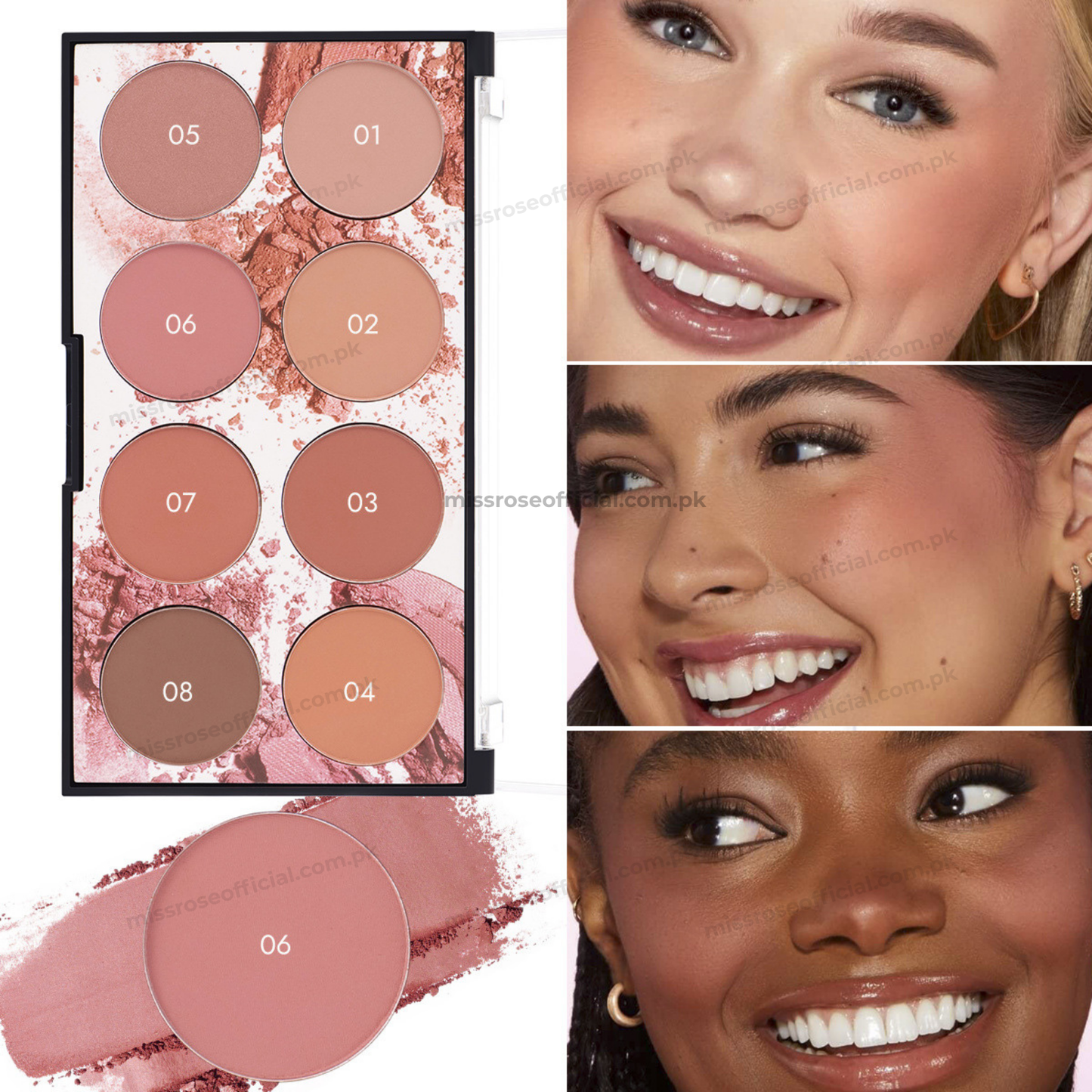 Miss Rose 8 Color Blush Palette