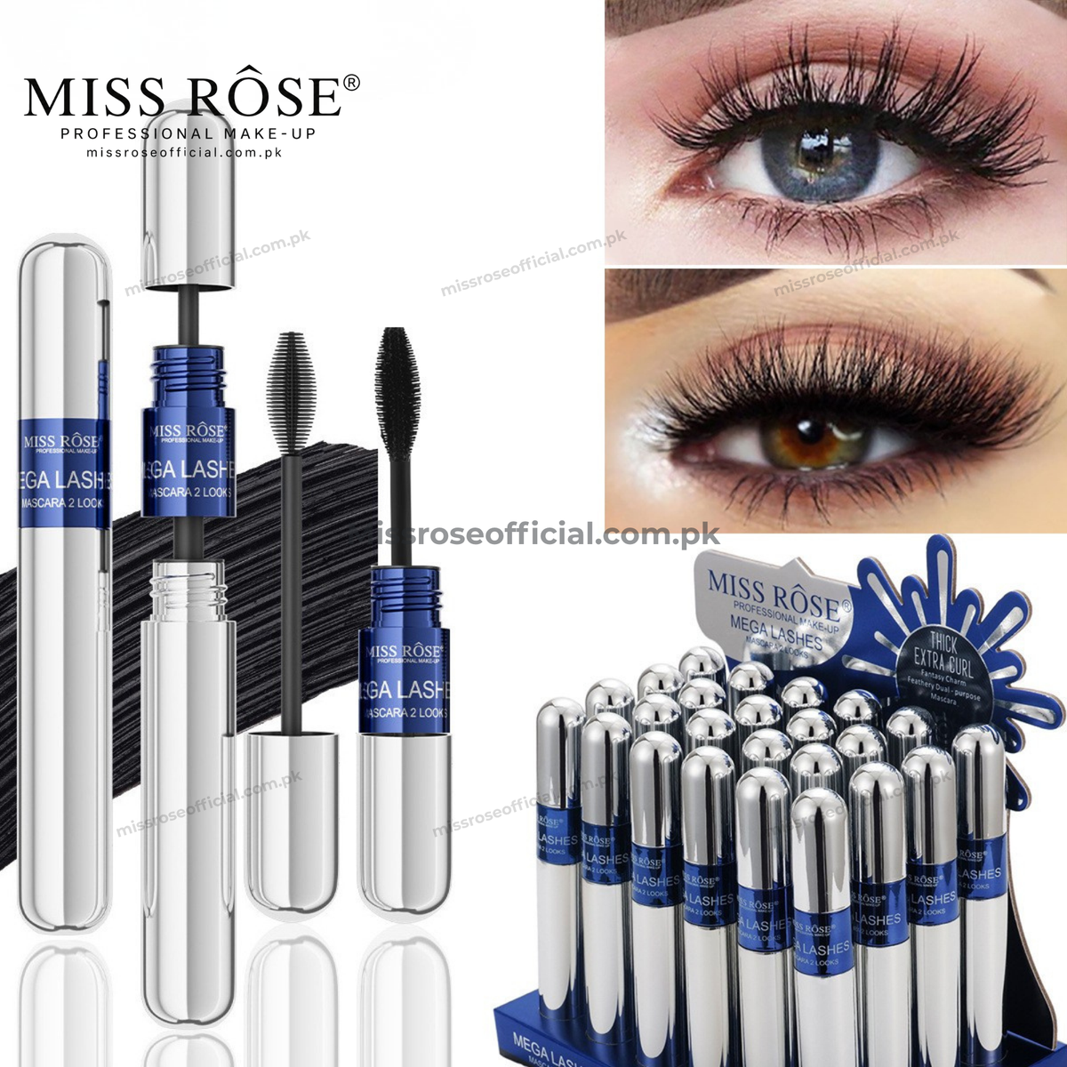 MISS RÔSE® Mega Lashes Mascara 2 Looks – Black