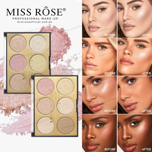 MISS RÔSE® 6 Color Glow Highlighter Palette