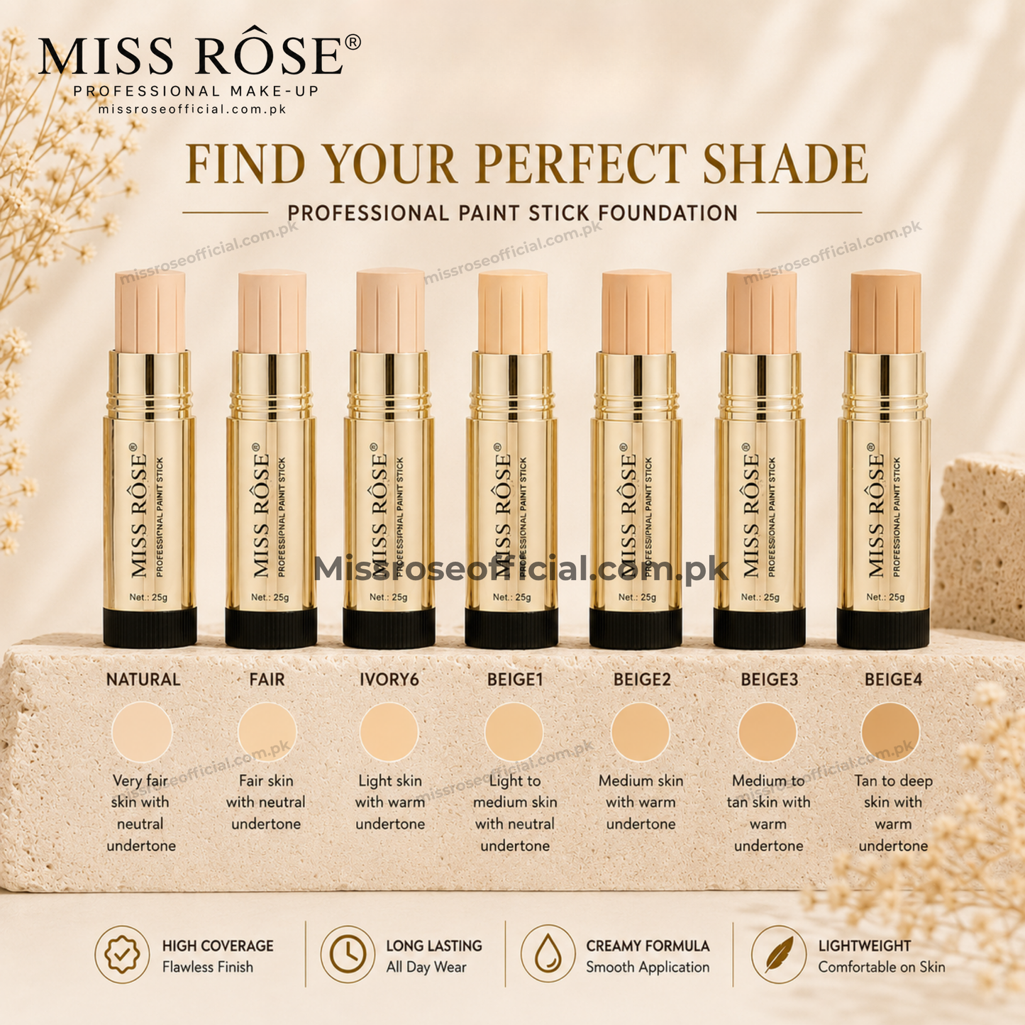 MISS RÔSE® Professional Paint Stick Foundation