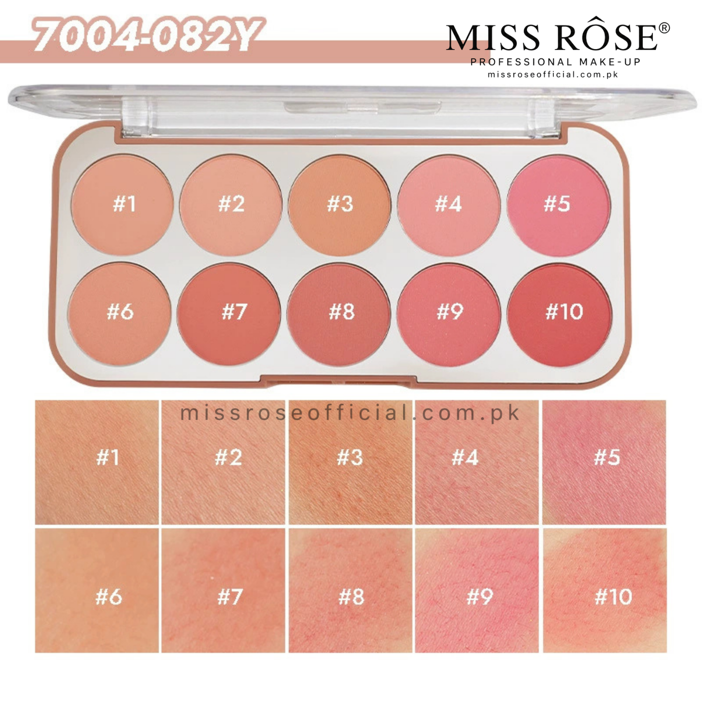 MISS RÔSE®  10-Color Blushers Palette