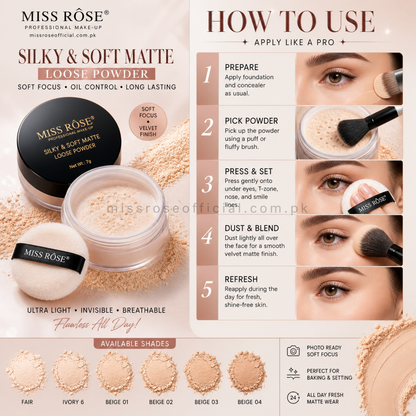 Miss Rose Silky and Soft Matte Loose Powder