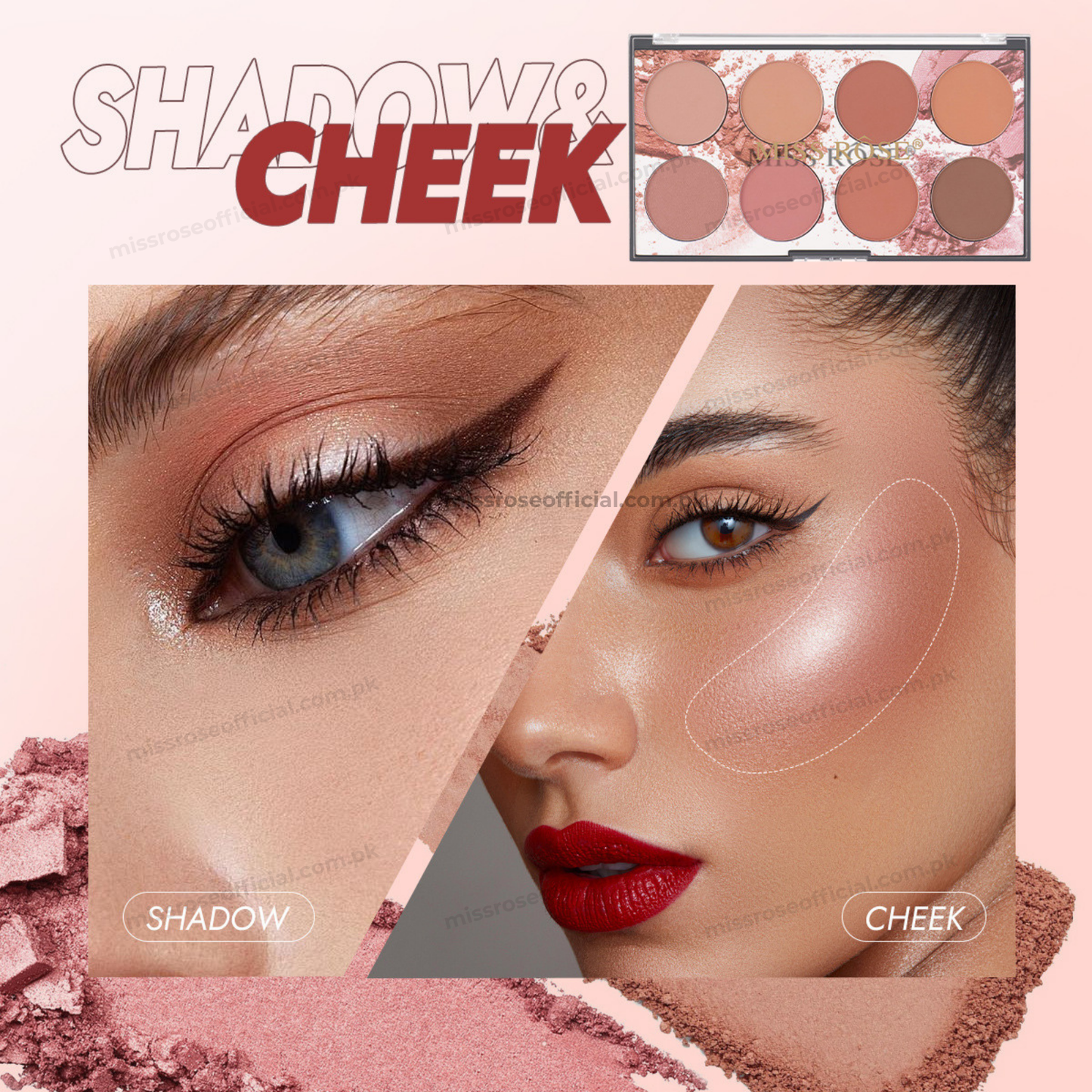 Miss Rose 8 Color Blush Palette