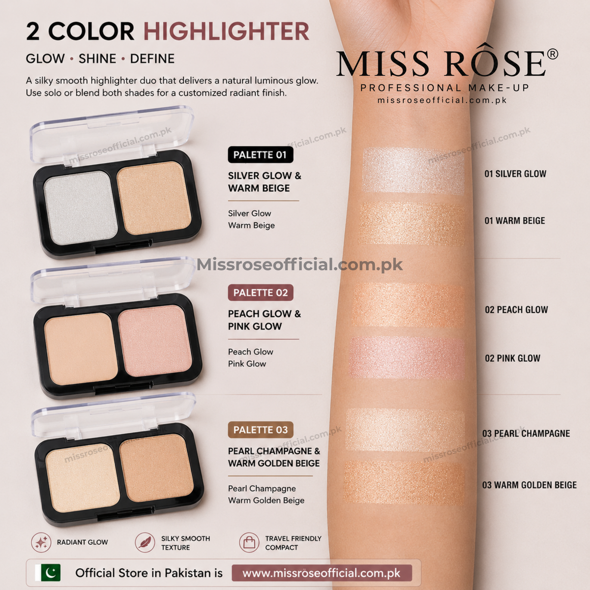 MISS RÔSE® 2 Color Highlighter