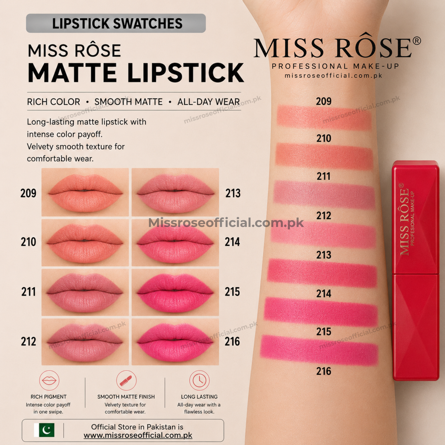 Miss Rose Matte Double Arcuate Lipstick