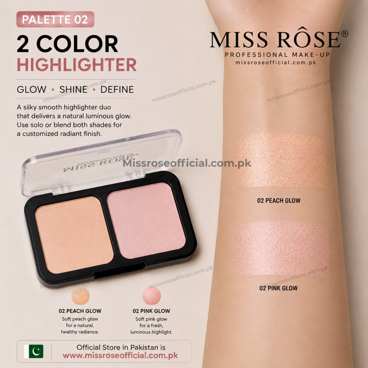 MISS RÔSE® 2 Color Highlighter