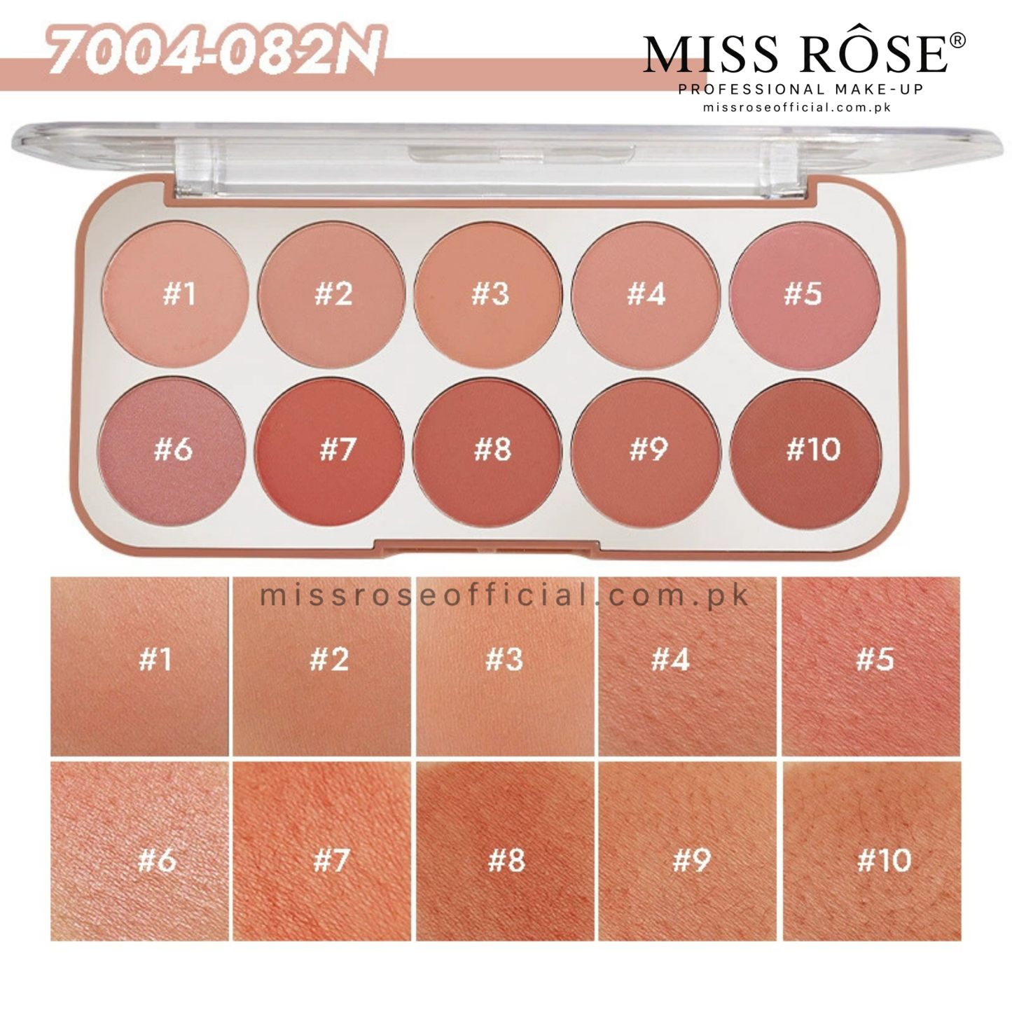 MISS RÔSE®  10-Color Blushers Palette