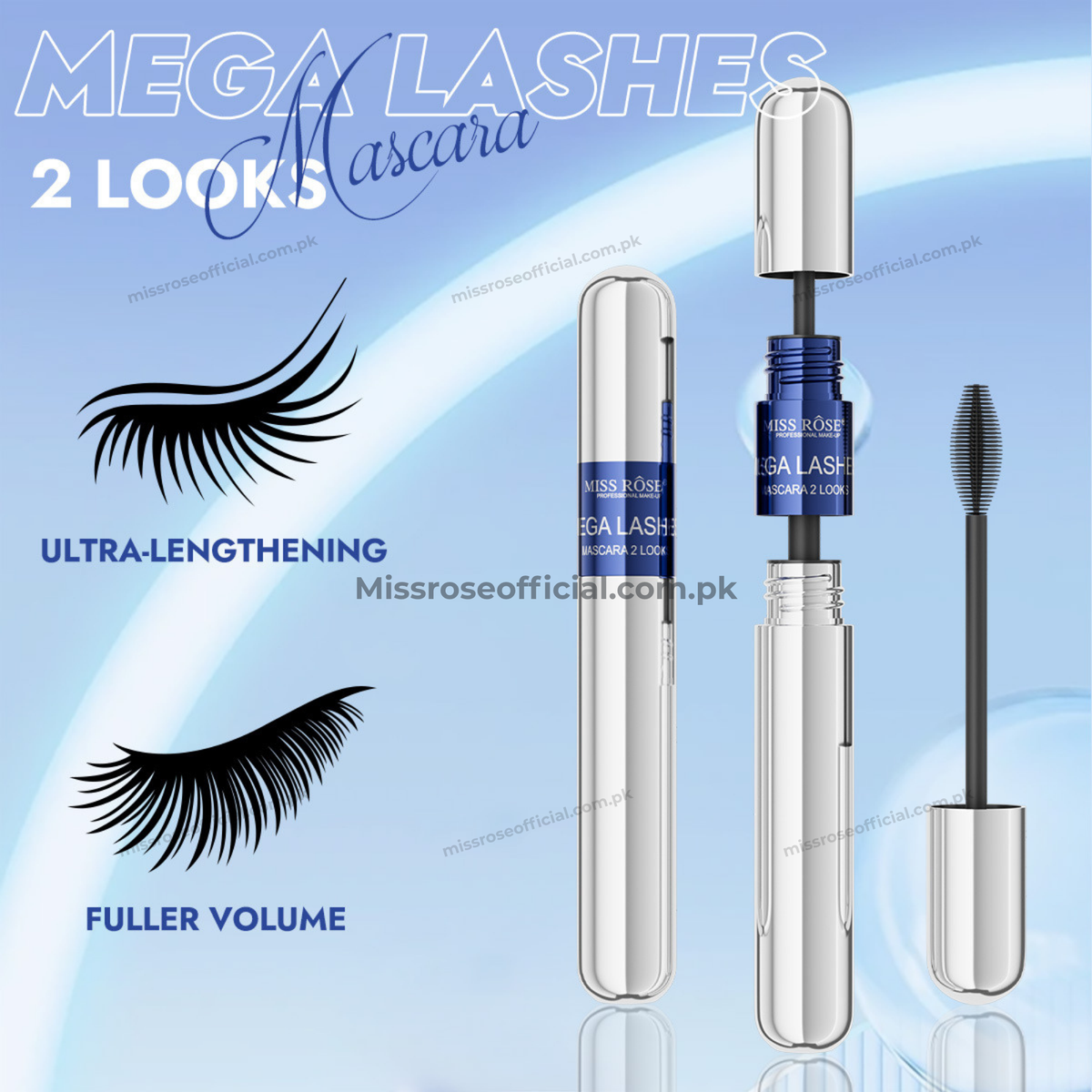 MISS RÔSE® Mega Lashes Mascara 2 Looks – Black