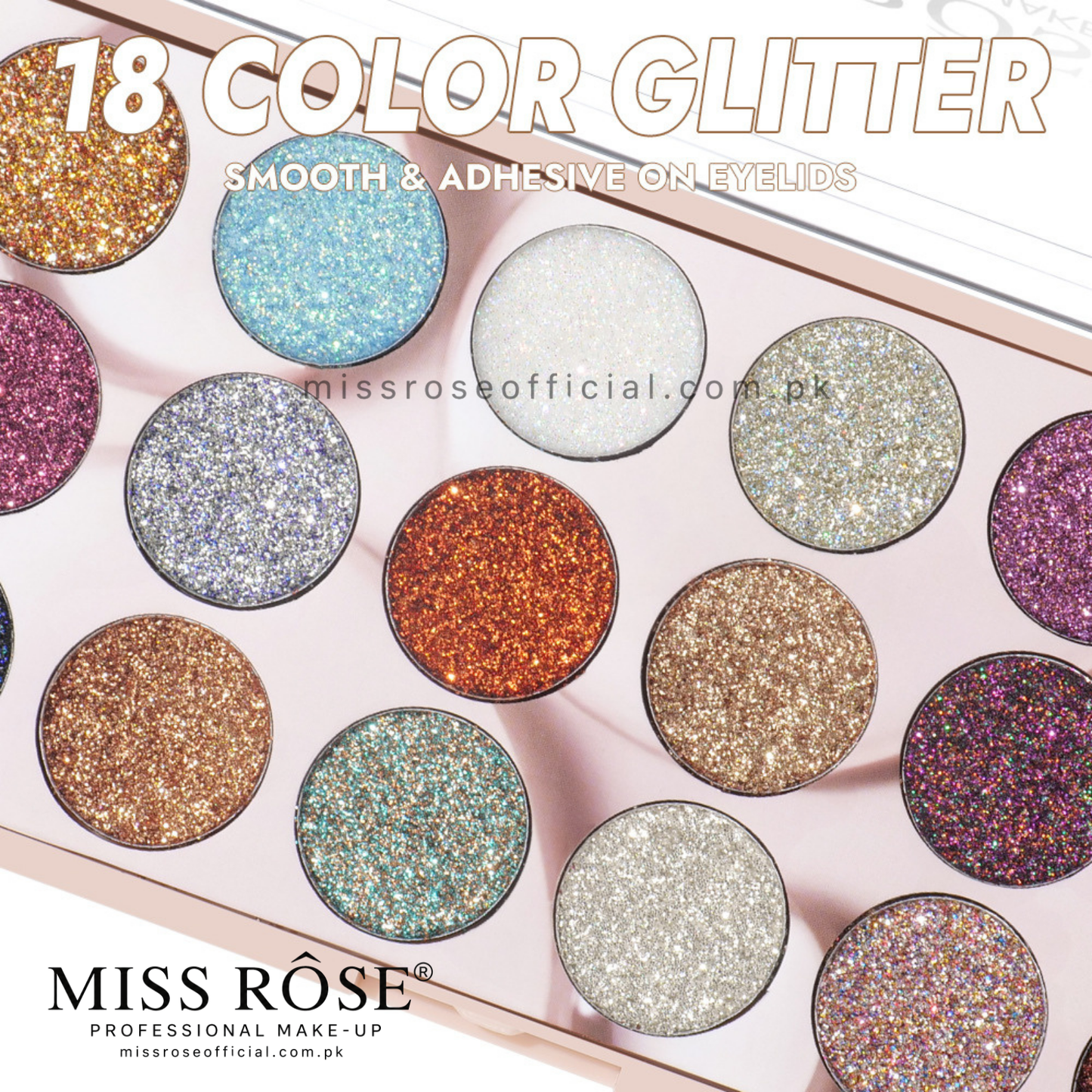 MISS RÔSE® 18 Color Glitter Eyeshadow Palette