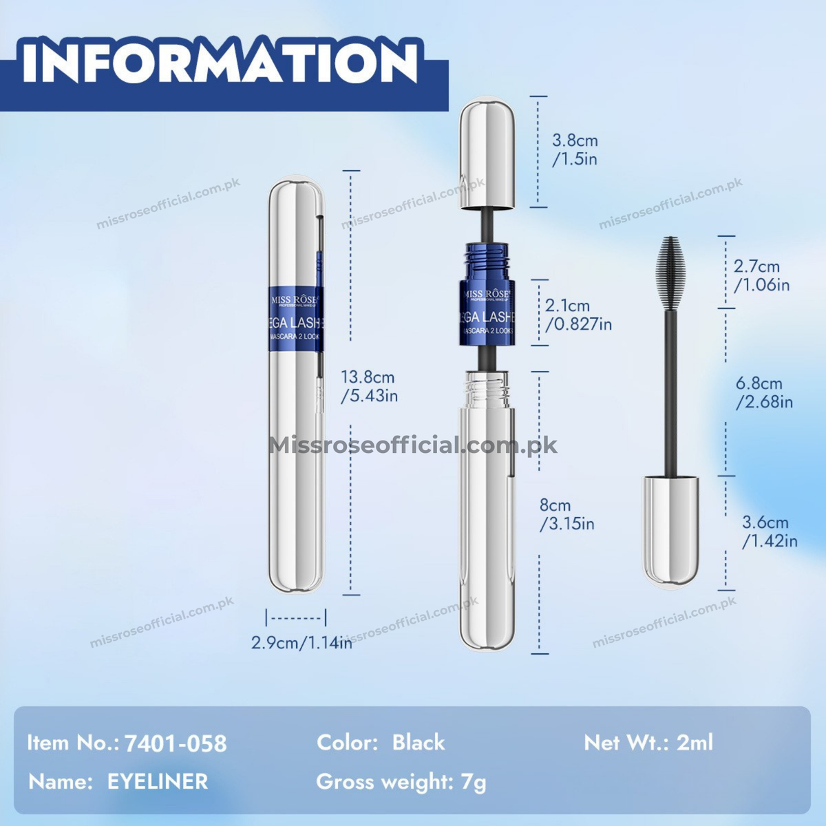 MISS RÔSE® Mega Lashes Mascara 2 Looks – Black