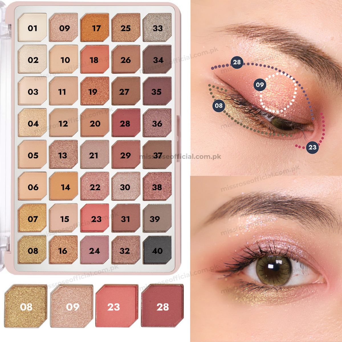 MISS RÔSE® 40-Color Eyeshadow Palette