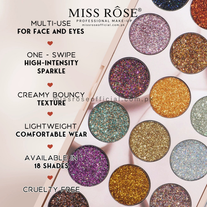 MISS RÔSE® 18 Color Glitter Eyeshadow Palette