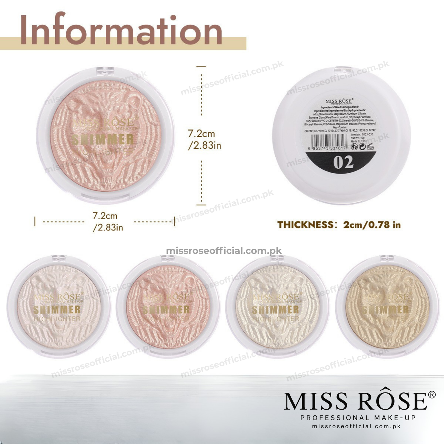 MISS RÔSE® New 3D Shimmer Highlighter (Panther)