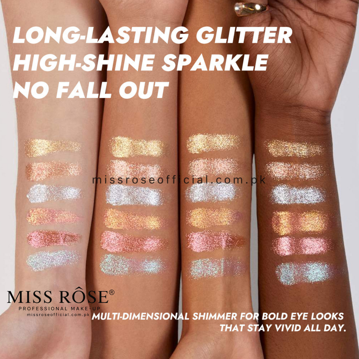 MISS RÔSE® 18 Color Glitter Eyeshadow Palette