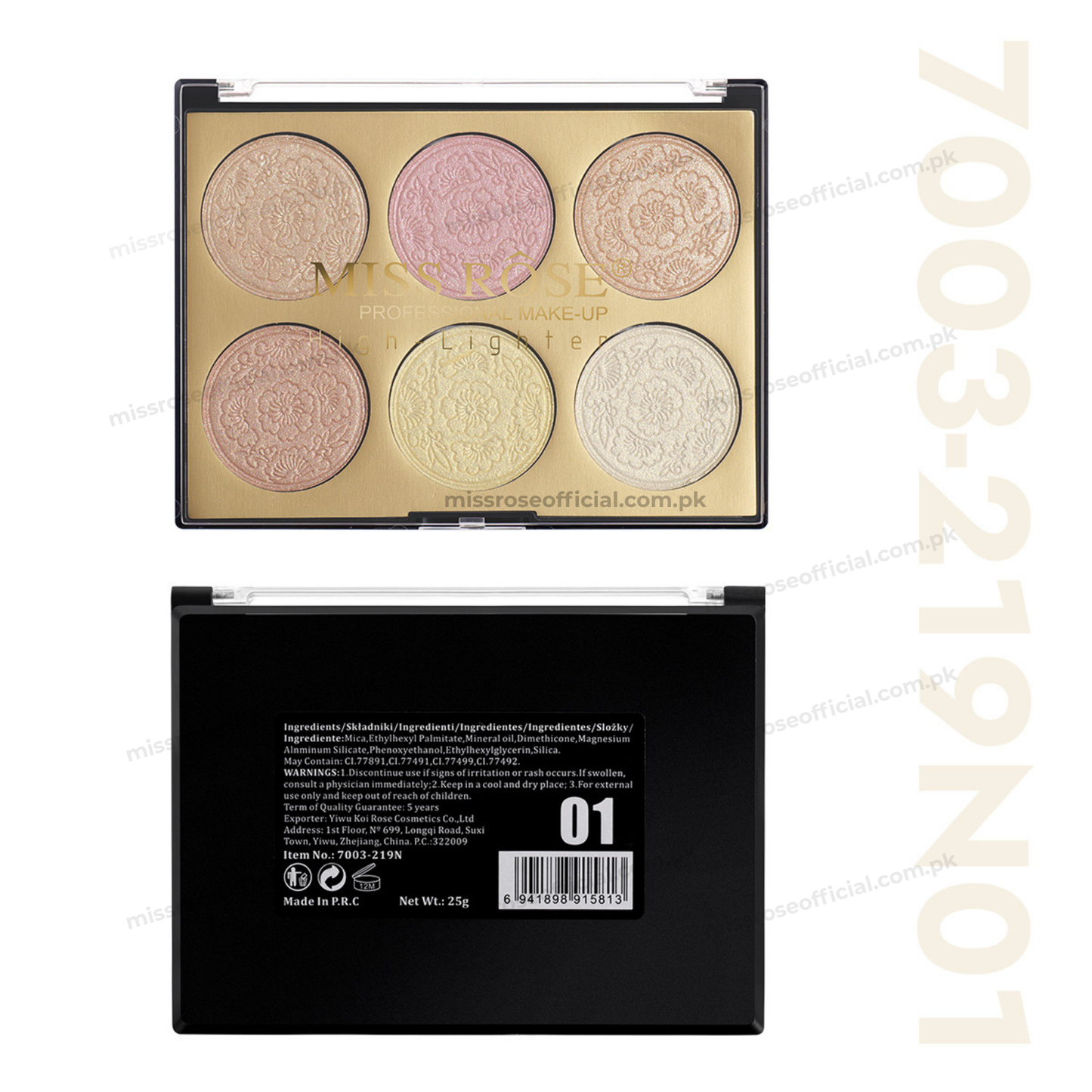 MISS RÔSE® 6 Color Glow Highlighter Palette