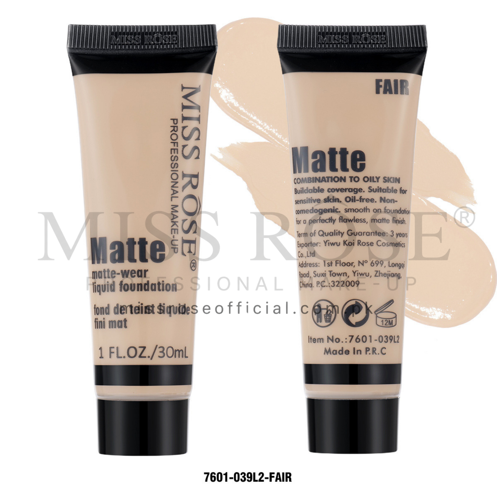 MISS RÔSE® Full Coverage Matte Foundation 