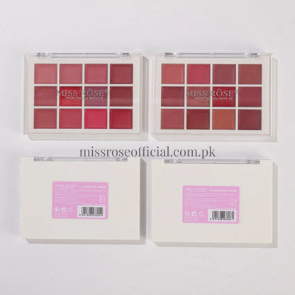 Miss Rose makeup palettes 01 & 02 with 24 shades on a white background