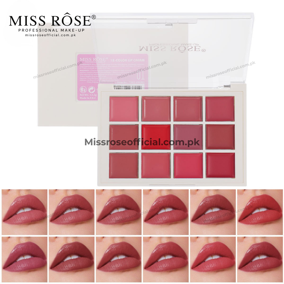 MISS RÔSE® Lip Cream Palette 12 Shades