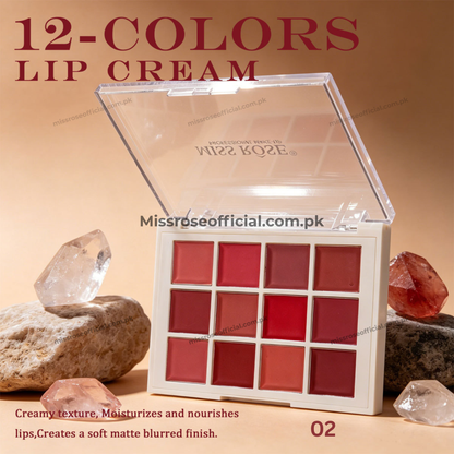 MISS RÔSE® Lip Cream Palette 12 Shades Palette 02