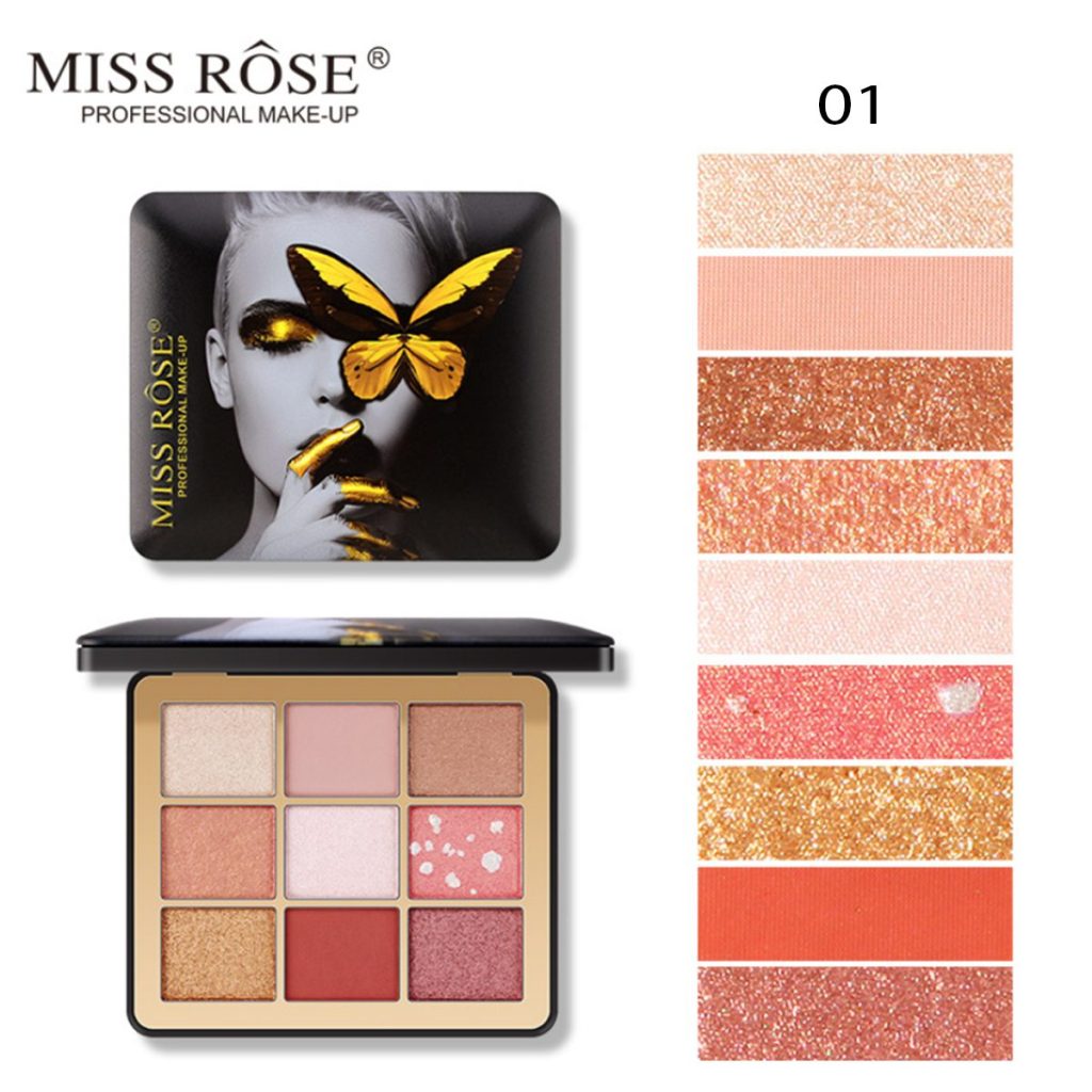 Miss Rose 9 Color Glitter Eyeshadow Palette