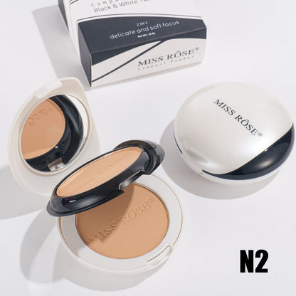 Miss Rose 2 in 1 Compact powder Black and White Two-Tone