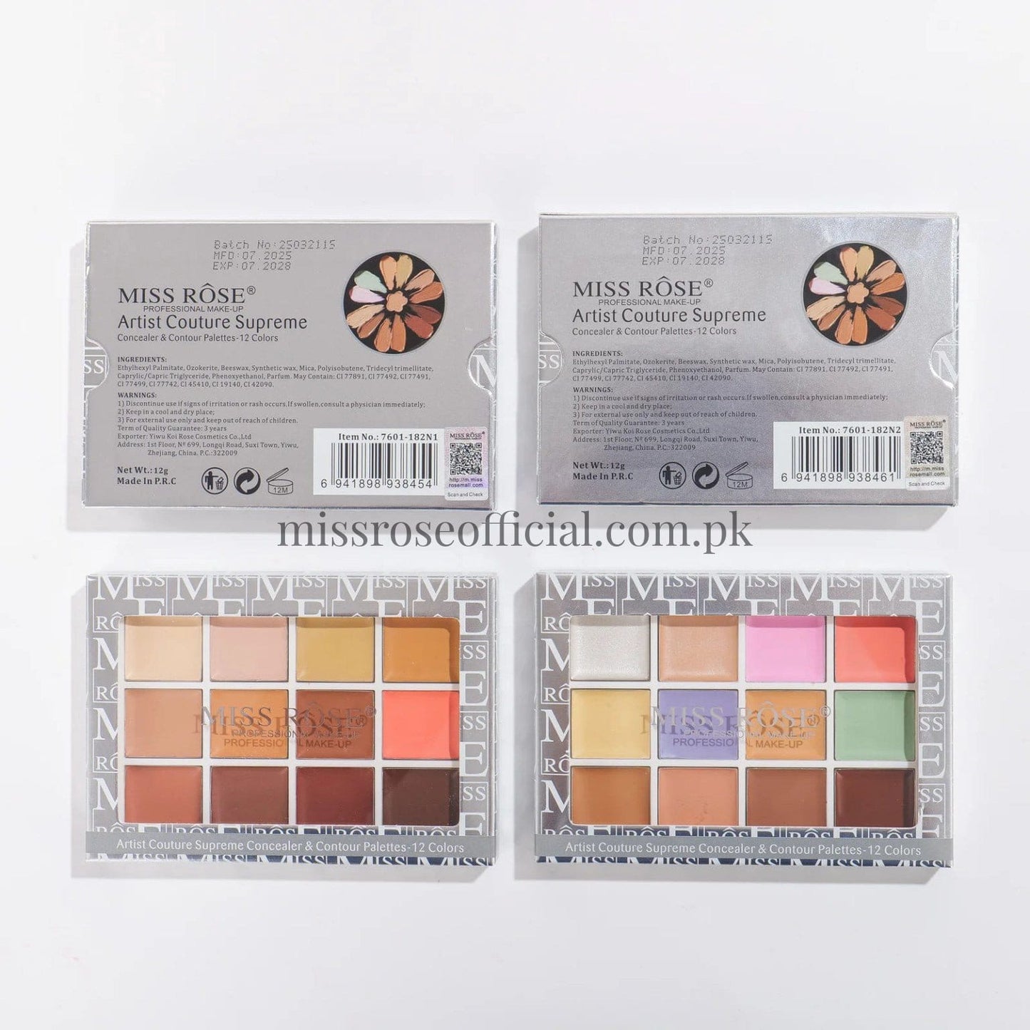 Miss Rose 12 Colors Concealer & Contour Palettes
