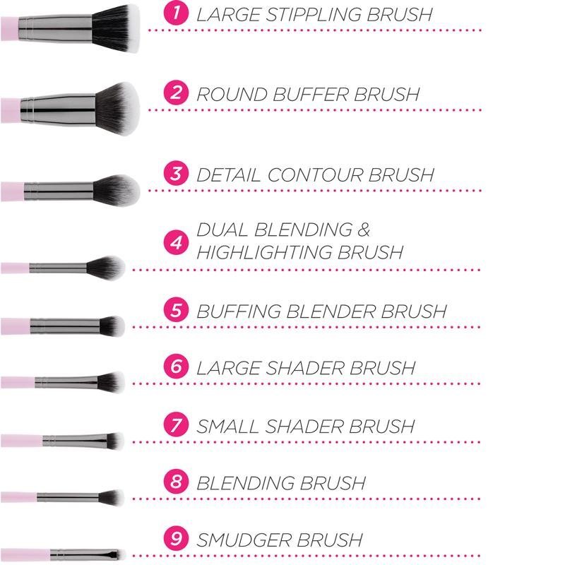 Bh Cosmetics Mrs Bella Brushes 
 9 Piece Brush Set.