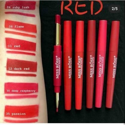 Miss Rose 2 in 1 Lipstick and Lipliner (Red)