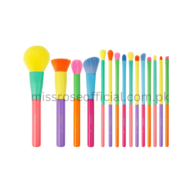 15pcs Colorful Makeup Brushes