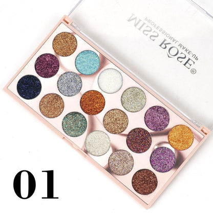 MISS RÔSE® 18 Color Glitter Eyeshadow Palette