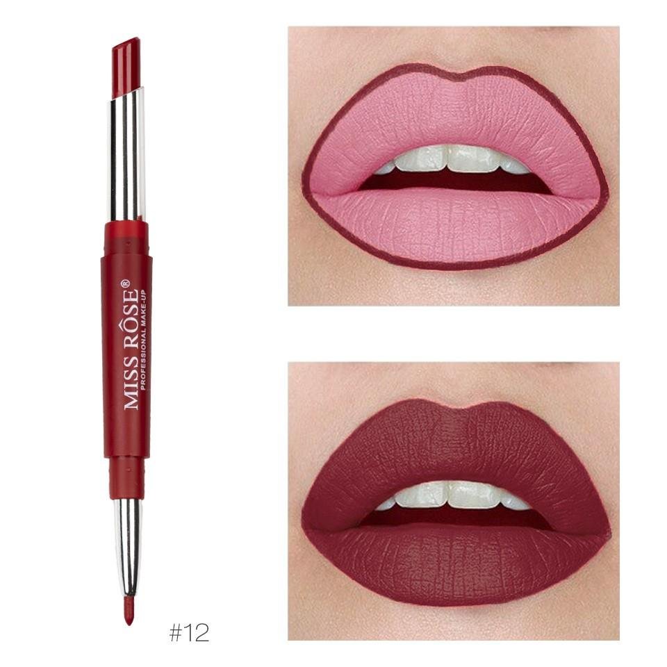 MISS ROSE High Pigment 2 in 1 Lip Liner + Lipstick (Red)